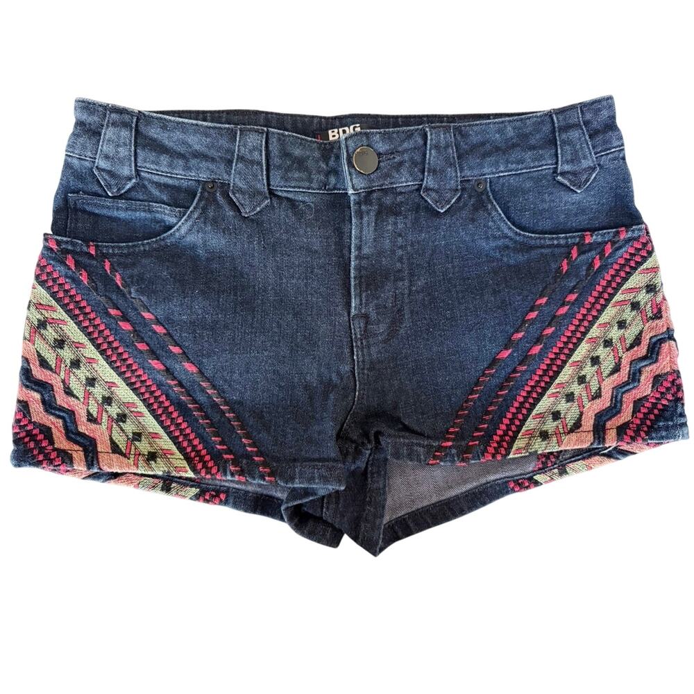 BDG Urban Outfitters Southwestern Inspired Embroidered Denim Shorts Size 29